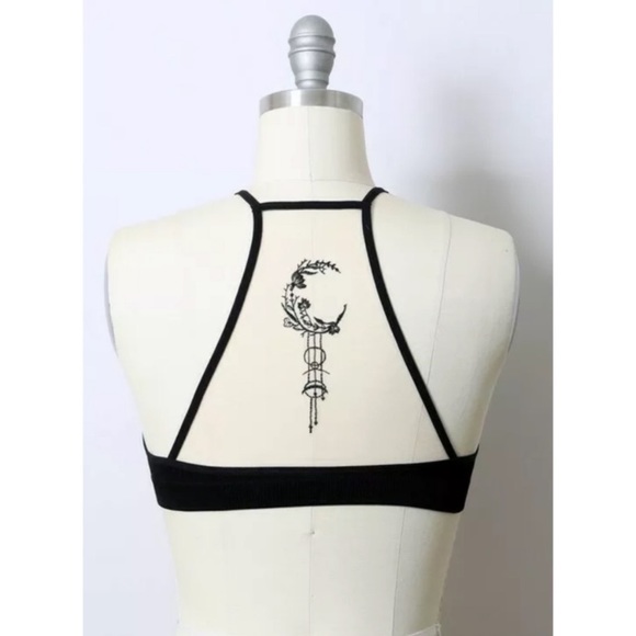 Black Crescent Moon Dream Catcher Boho Bralette - Picture 2 of 6